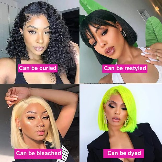 230% Density Lace Front Straight Bob Wig 4x4 Closure Bob Wig Human Hair Wig Pre Plucked Frontal Wig