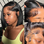 230% Density Lace Front Straight Bob Wig 4x4 Closure Bob Wig Human Hair Wig Pre Plucked Frontal Wig