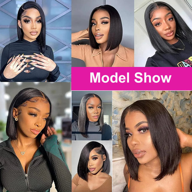 13X4 Lace Front Wig Pre Plucked Human Hair Wigs For Women Wigs Short Straight Bob Wigs Remy Brazilian Human Hair Wigs Sale 200%