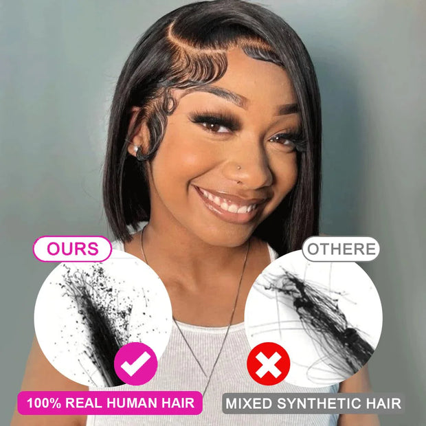 230% Density Lace Front Straight Bob Wig 4x4 Closure Bob Wig Human Hair Wig Pre Plucked Frontal Wig