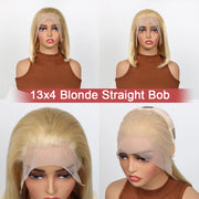 Glueless Straight Bob Wigs Highlight Hair Wear and Go 100% Human Hair Wigs 6x4 Pre Cut Lace Closure Hair Wigs Ready To Wear Bob