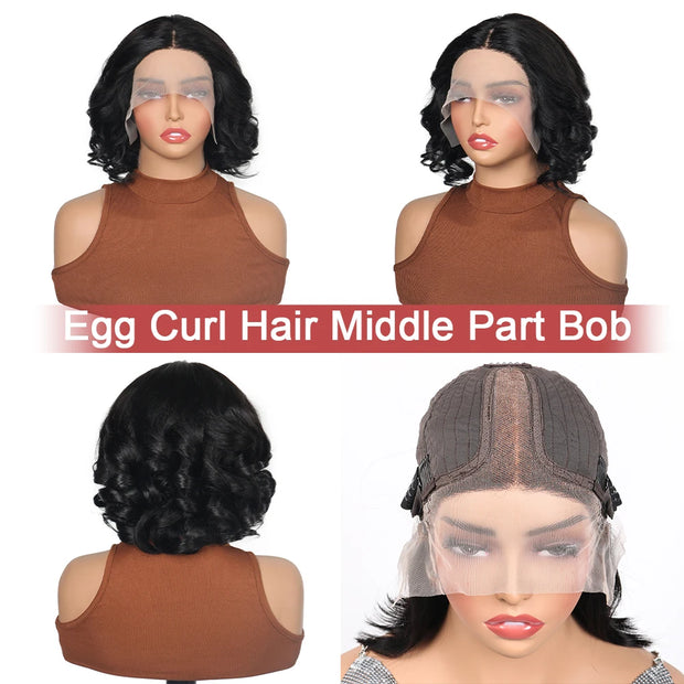 Glueless Straight Bob Wigs Highlight Hair Wear and Go 100% Human Hair Wigs 6x4 Pre Cut Lace Closure Hair Wigs Ready To Wear Bob