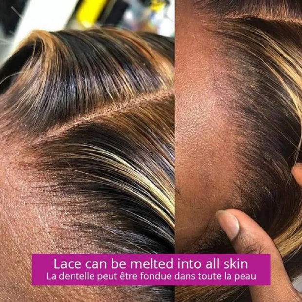 Glueless Straight Bob Wigs Highlight Hair Wear and Go 100% Human Hair Wigs 6x4 Pre Cut Lace Closure Hair Wigs Ready To Wear Bob