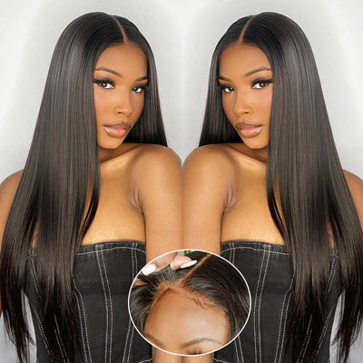 36inch Straight Ready To Wear And Go Glueless Wig 100% Human Hair 13x6 HD Pre cut Lace Frontal Bob Wigs