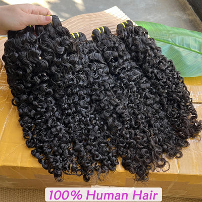 Burmese Curly Human Hair Bundles 1B 100% Human Hair For Women